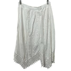 Chico’s Women’s Faux Wrap Skirt Size 3(16) White Eyelet Lace Lined